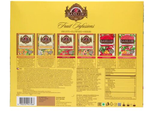 Assorted Fruit Infusions Vol.III - 60 Enveloped Tea Bags - 6 Flavours, Basilur Tea