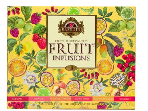 Assorted Fruit Infusions Vol.III - 60 Enveloped Tea Bags - 6 Flavours, Basilur Tea